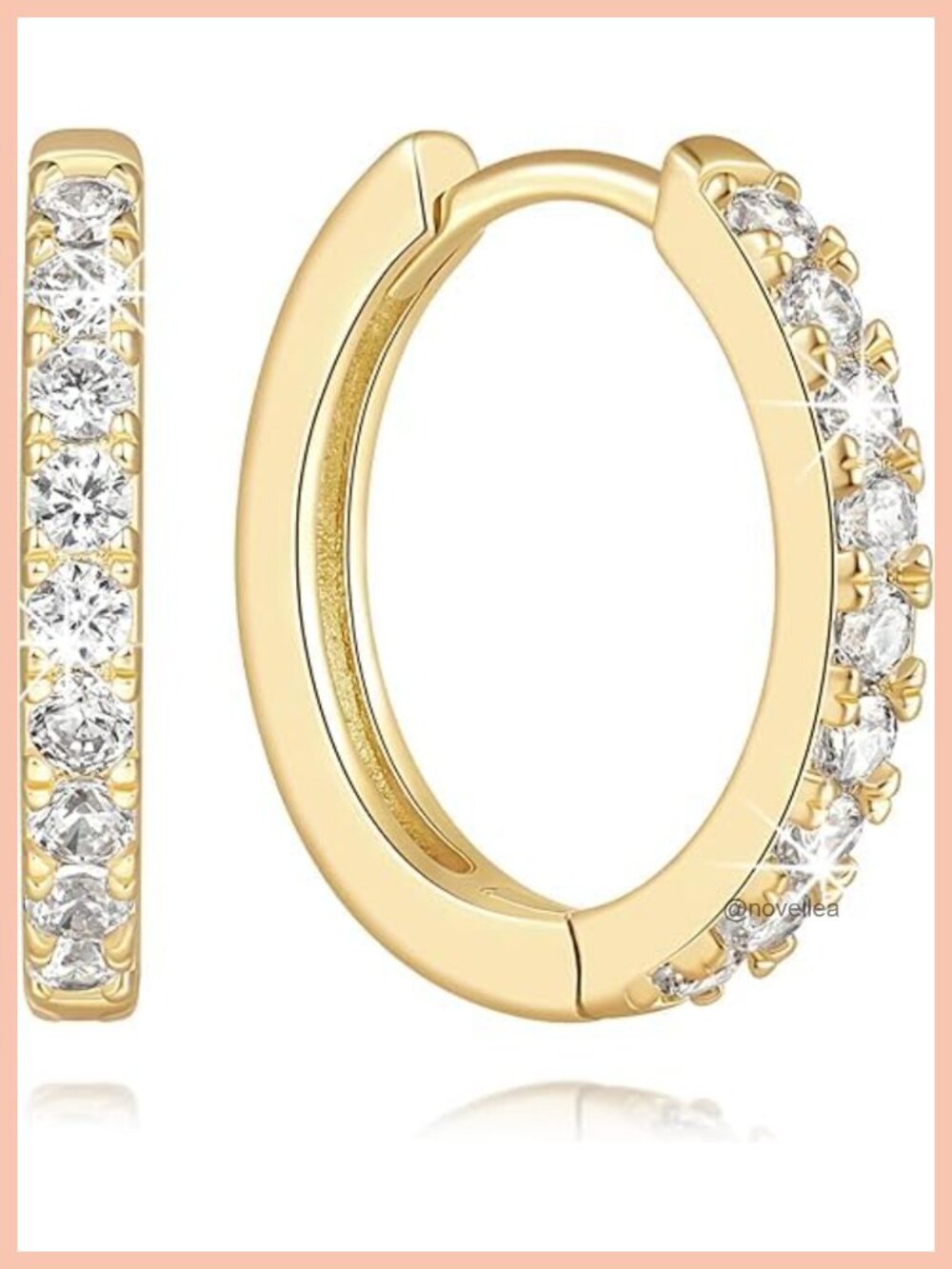 14K Gold Plated Hoop Earrings with Cubic Zirconia Huggie Small Hoops for Women